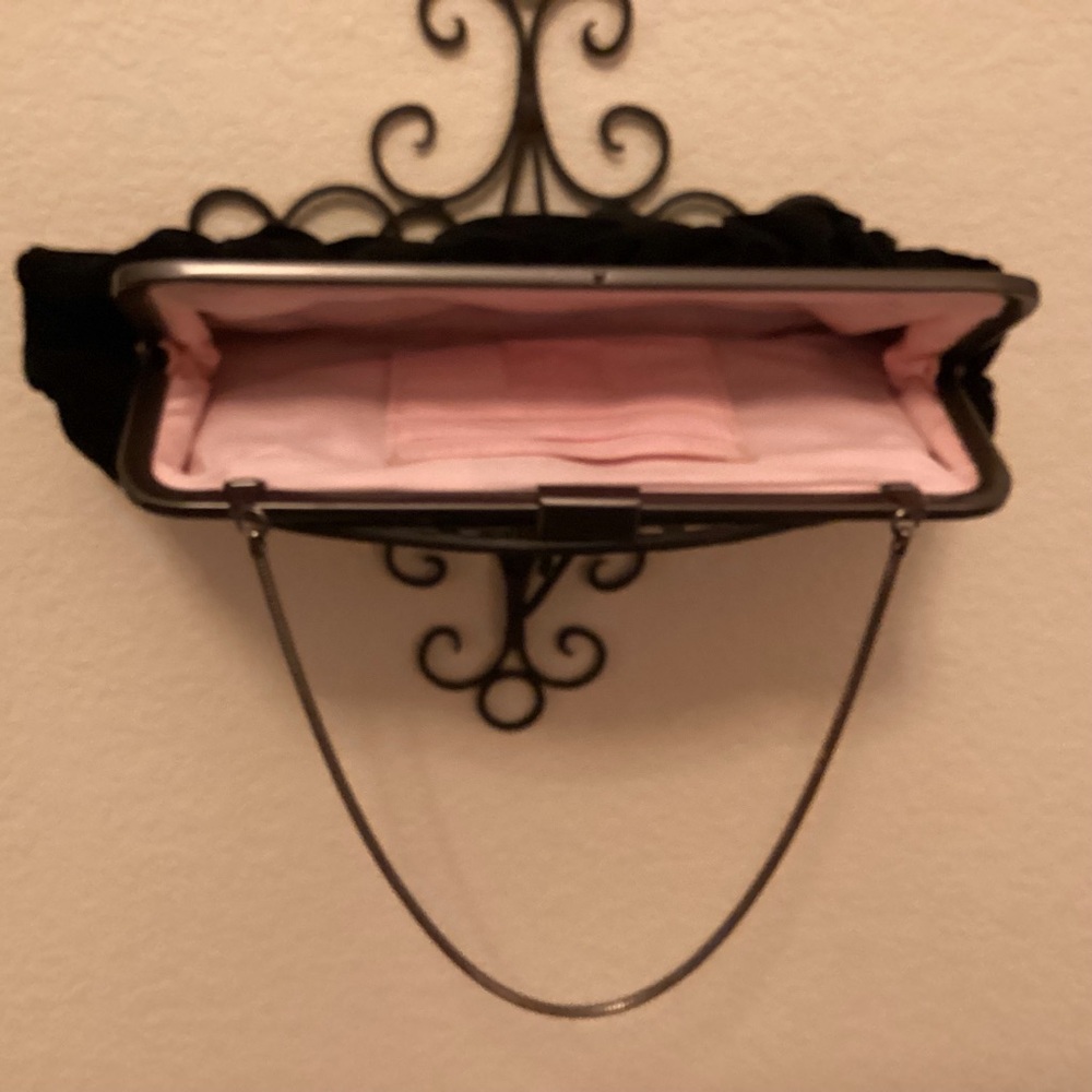 Elegant Black Velvet Clutch with MK Pink Inside.